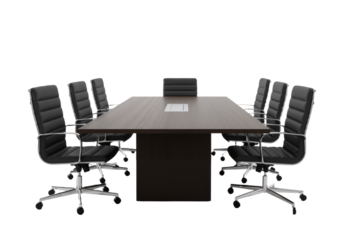 Modern Conference Table with Leather Chairs – Sleek Corporate Elegance