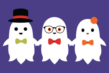 Obraz premium group-of-cartoon-ghosts-with-accessories---hats--g (1).eps