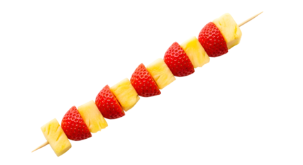 Delicious Fruit Skewer Showcases Strawberry and Pineapple Segments on a Transparent Background