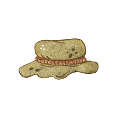 Milk bottle cap. Watercolor illustration hand drawn, cartoon. Drawing for stickers, scrapbooking, blanks. cap, fabric, rope, hat, old, retro, vintage, packaging, milk