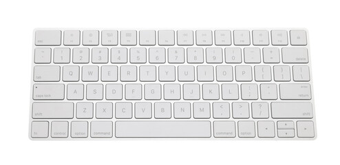 Modern wireless computer keyboard isolated on white, top view