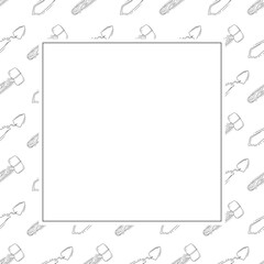 construction frame. doodle construction tool square frame. hand drawn construction frame background. construction tool background