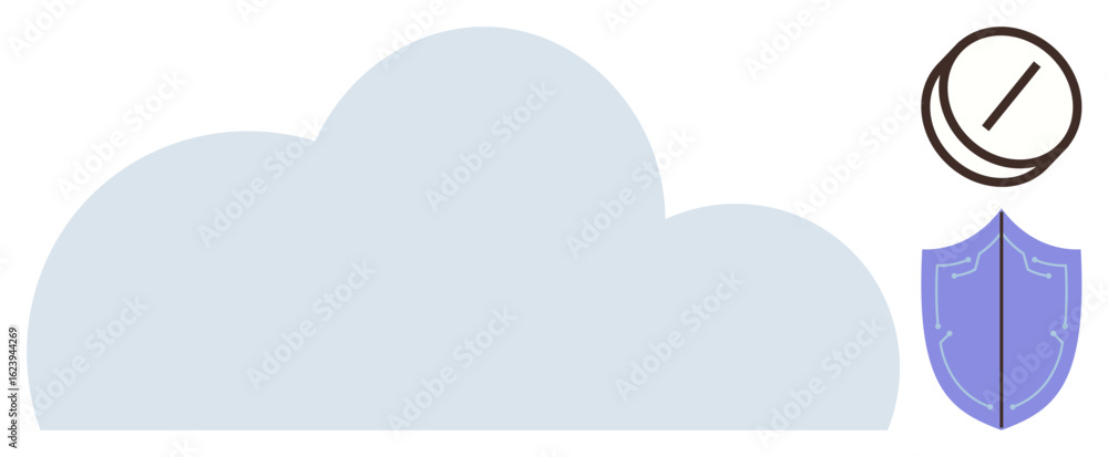 Aufkleber large cloud as data storage, shield for protection, lock symbol for encryption. ideal for data secur
