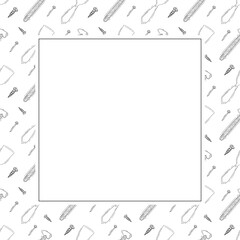 construction frame. doodle construction tool square frame. hand drawn construction frame background. construction tool background