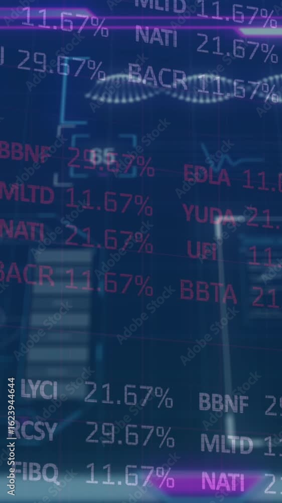 Poster animation of data processing over blue background