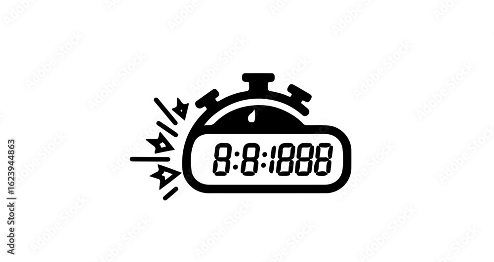 Poster promotion and sale digital stopwatch timer icon for measuring time in sports and games with precise 