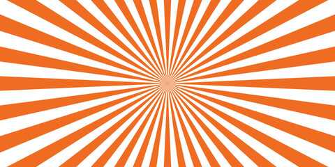 Retro orange sunburst pattern graphic with concentric rays for background designs and decorative elements in various media projects