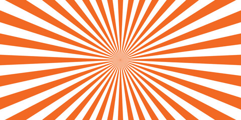 Vibrant orange and white sunburst design with radial lines forming an abstract retro graphic suitable for various creative applications and projects.
