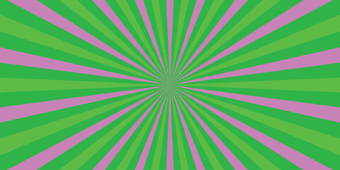 Vibrant retro rays bursting from a central point in shades of green and pink creating a dynamic visual design suitable for various creative projects.