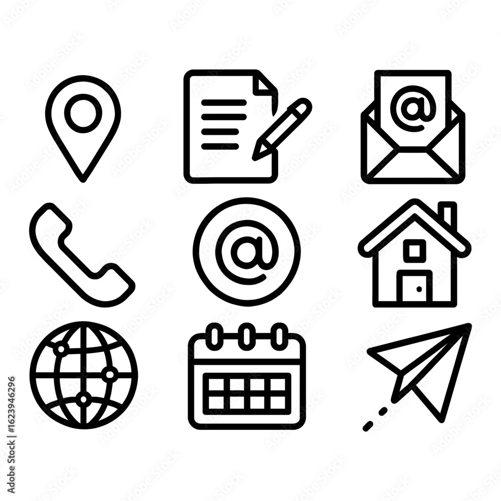 Poster outline simple style contact information and communication interface sign icon