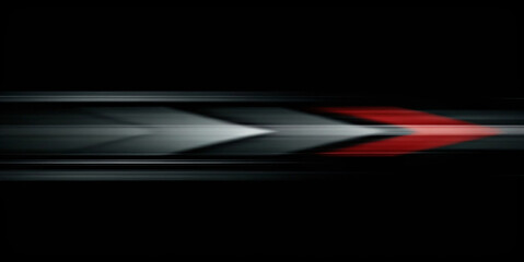 Abstract red and gray arrows blur across black; motion design, presentation background.