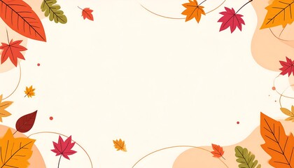Autumn leaves border on a white background