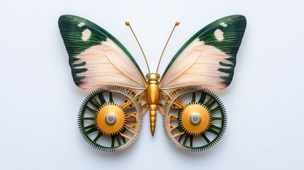 Creative Mechanical Butterfly with Gear Wheels and Colorful Wings