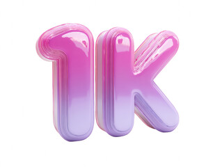 Obraz premium Celebratory gradient 1K symbol with glossy effect representing social media milestone achievement on transparent background silhouette