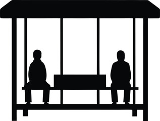 bus stop vector art illustration