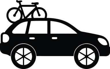 car with bike rack vector art illustration.
