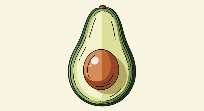 avocado fruit cut open, green and brown clip art preview