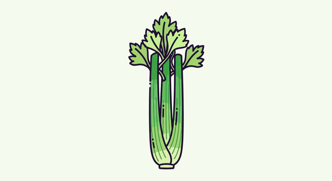 green celery stalk, simple line art clip art preview
