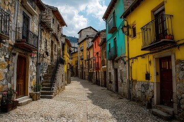 Fototapeta premium Colorful Village Street In Europe