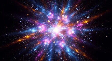 Vibrant Cosmic Explosion of Light and Color Abstract Background Artwork