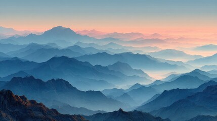 Fototapeta premium Misty mountain ranges at dawn