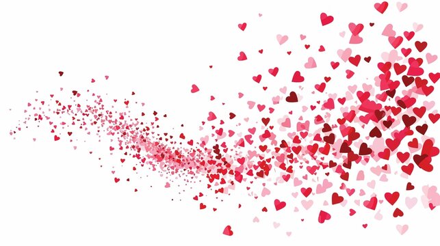 A swirl of red and pink hearts on white background - Powered by Adobe