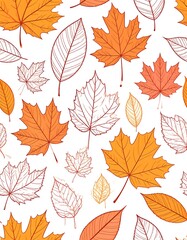 Autumn leaves pattern on white background