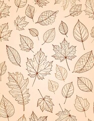 Autumn leaves pattern on a pastel background