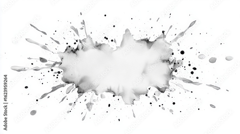 Poster ink splash: abstract ink splash showcasing a creative, dynamic, and artistic design with black and g