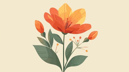 Charming floral bloom with buds in warm tones for spring designs and cheerful invitations