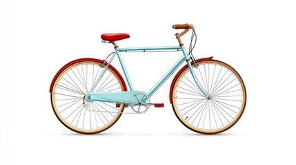 Vintage Bicycle in Pastel Hues: A charming vintage bicycle is rendered in soft pastel colors, embodying a blend of nostalgia and modern design. Every component is meticulously captured.
