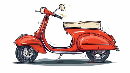Cruise in Style with a Vibrant Red Scooter Illustration, Perfect for Retro Designs and Creative Projects