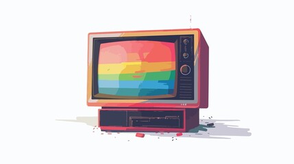 Retro television displays a vibrant rainbow spectrum, celebrating diversity and inclusion with pride