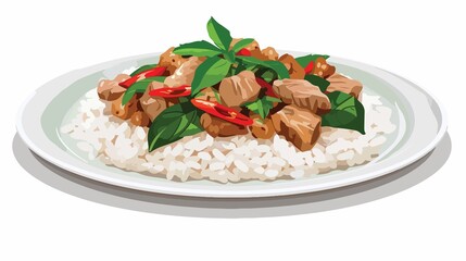 Delicious Thai basil chicken stir-fry over fluffy rice, a vibrant and authentic culinary experience