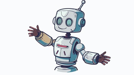 Friendly robot waving hello, perfect for tech startups and futuristic designs, engaging and modern