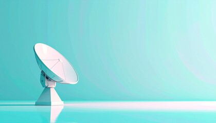 White Satellite Dish Against A Pastel Blue Backdrop Depicting Modern Communication