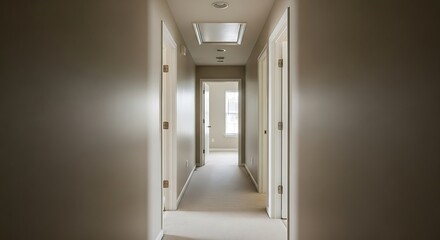 A Bright and Clean Hallway Interior, Enhanced by Natural Skylight Illumination
