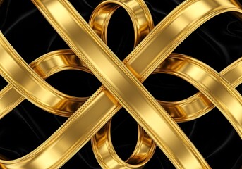Elegant gold ribbon design abstract background, luxury intertwined golden bands