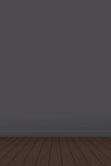 Wooden floor mocha tone with concrete wall vertical background graphic illustration have blank space for advertisement or place the products presentation.