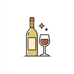 Elegant Wine Bottle and Glass A Simple, Sophisticated Design Representing Relaxation and Refined Taste