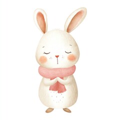 Obraz premium Cute Bunny in Pink Scarf