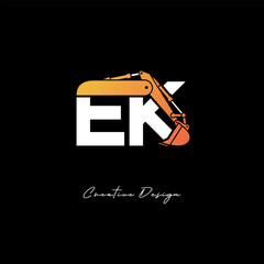 HK Excavator Arm Construction Logo - Bold Industrial Letter mark Design for Heavy Equipment, Contractor Branding & Modern Engineering Identity