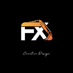 FX Excavator Arm Construction Logo - Bold Industrial Letter mark Design for Heavy Equipment, Contractor Branding & Modern Engineering Identity