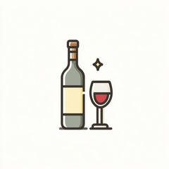 Wine Bottle and Glass Icon