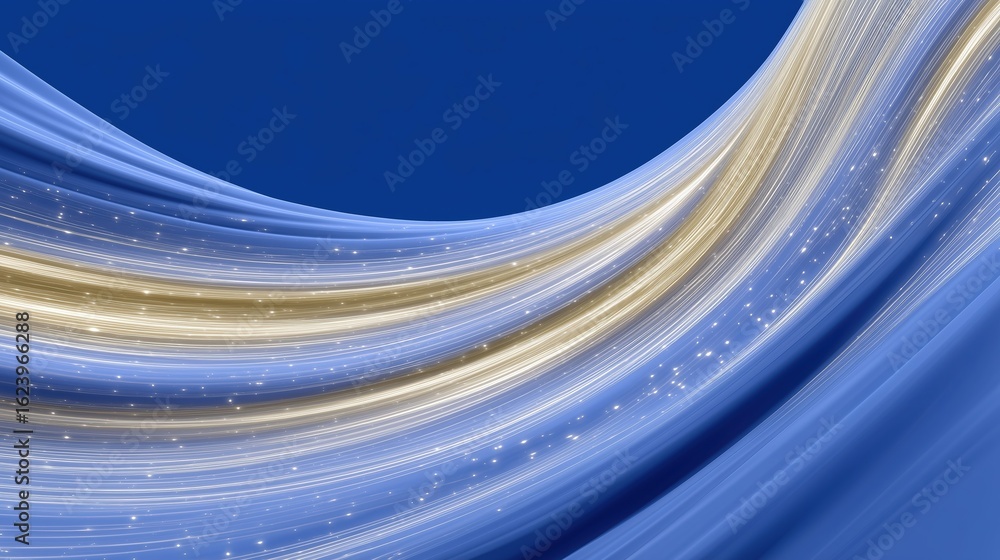 Aufkleber futuristic technology abstract background, abstract blue waves with golden accents creating a dynami