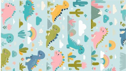 seamless pattern with birds and flowers background