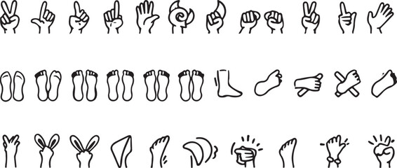 Diverse hand and foot gestures vector illustration hand gestures peace sign