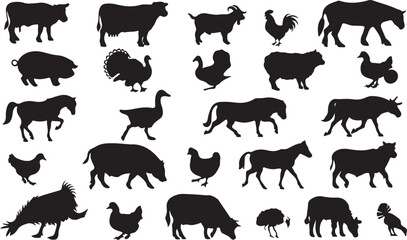 Farm animals silhouettes collection goat