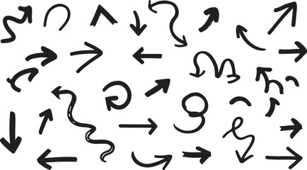 Hand drawn arrow collection pointing in various directions sketch
