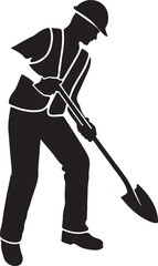 Worker digging with shovel construction labor